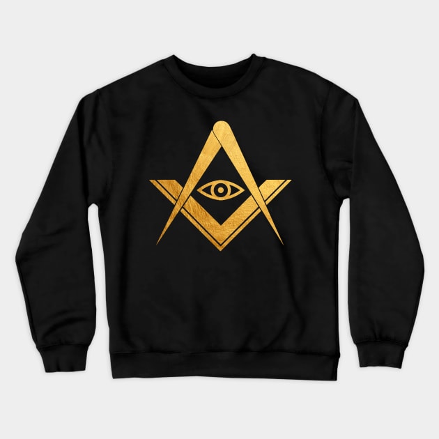 Freemasonic Gold All seeing eye Symbol Crewneck Sweatshirt by ppandadesign